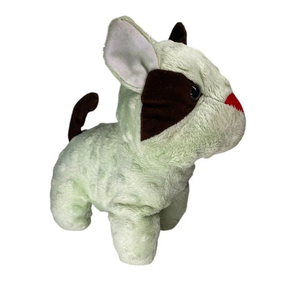 Puli Brand Plush Dog Green Brown Spotted Stuffed Animal 8” Red Nose Puppy